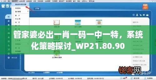 管家婆必出一肖一码一中一特，系统化策略探讨_WP21.80.90