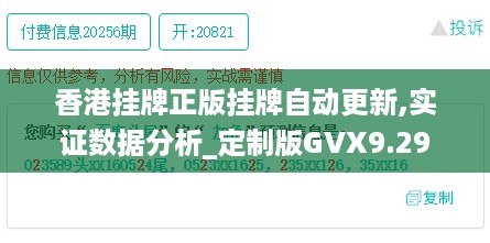 香港挂牌正版挂牌自动更新,实证数据分析_定制版GVX9.29