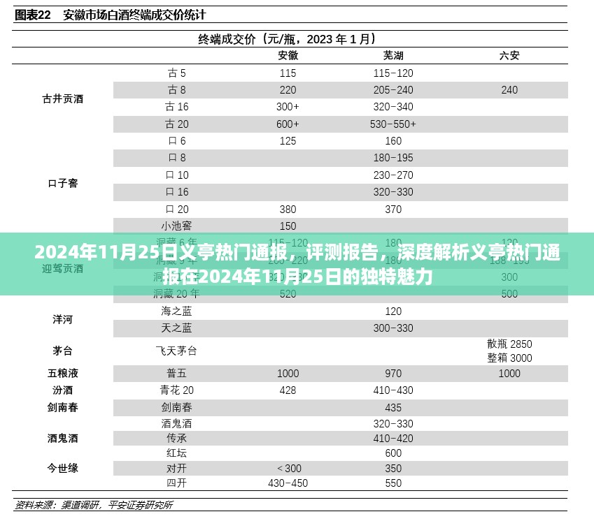 2024年11月25日义亭热门通报深度评测与魅力解析