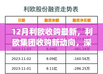 深度解析，利欧集团收购新动向，12月最新收购动态与观点碰撞